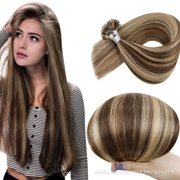 Popular for woman Looks natural high quality remy cuticle hair extensions double drawn Nail U tip Hair Hot fusion Hair extension